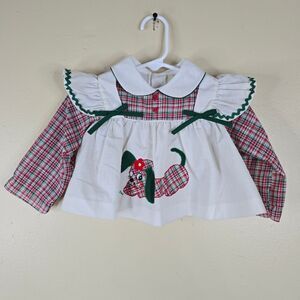 Vintage 70s 80s ruffle sleeve doggie long sleeve shirt 12m